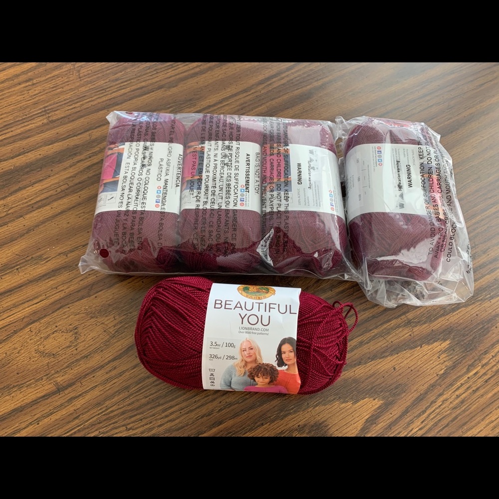 5 skeins of Lion Brand Beautiful You Yarn